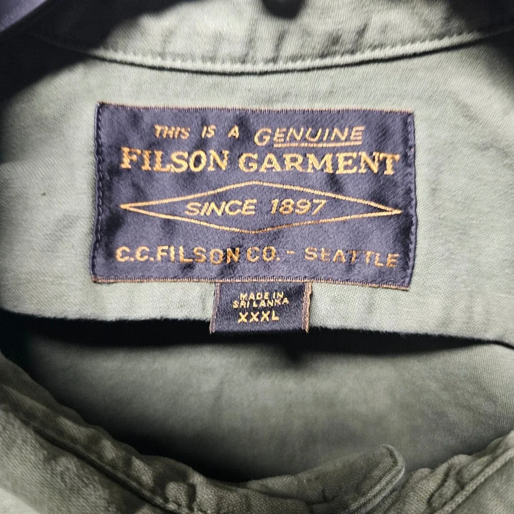 Filson Field Jac-Shirt Washed Fatigue Green Cotton Men's XXXL 20277936